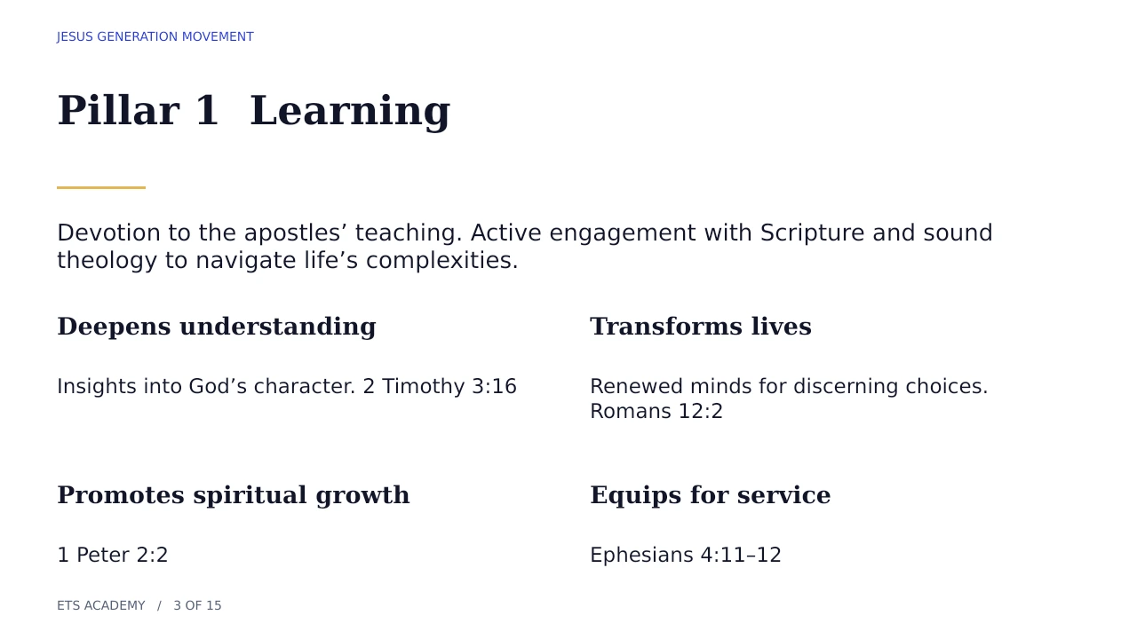 Learning through understanding, transformed lives, spiritual growth, and service